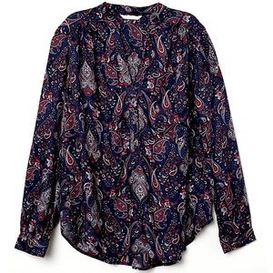 H&M V-Neck Blouse Navy Blue US Size 12 Womens